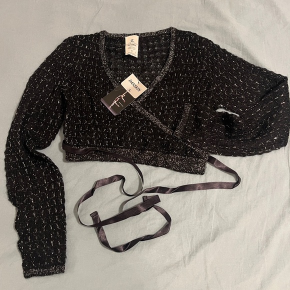 Wrap Knit Ballet Crop Sweater Top Pink Barbie Purple Sheer Blouse Kawaii Pastel - Picture 8 of 17